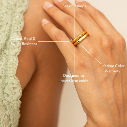 Black and White Zircon Rings Set — Best Friends