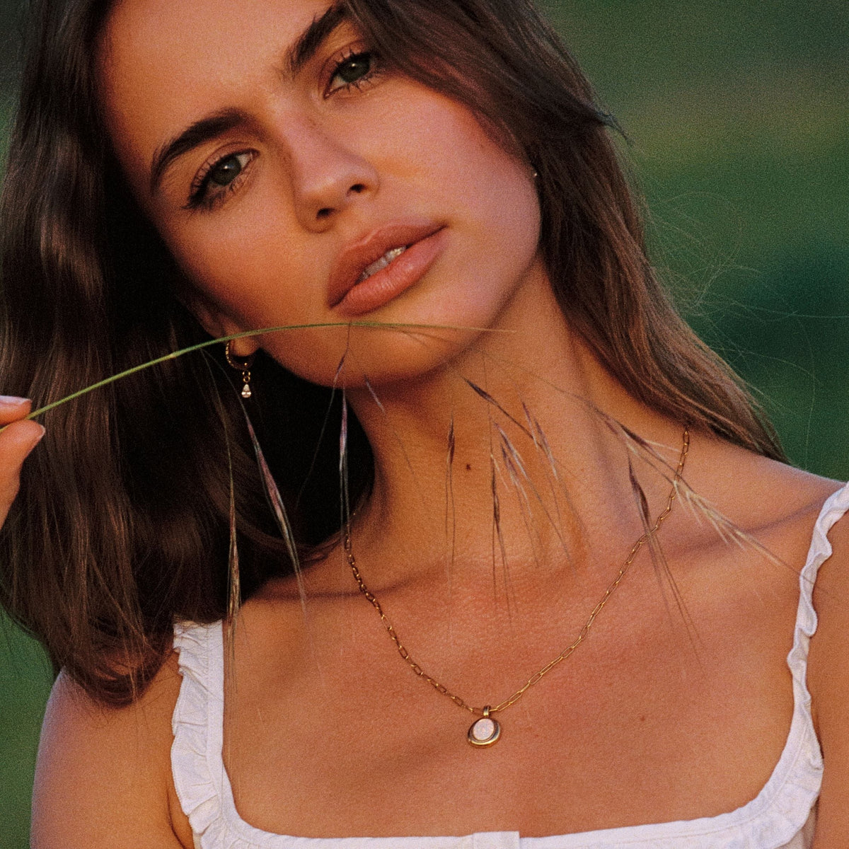 Opal Bezel Paperclip Necklace — Aura