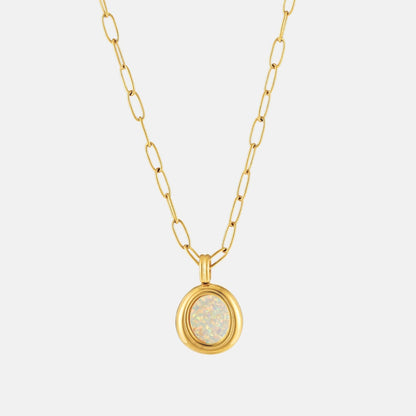 Opal Bezel Paperclip Necklace — Aura