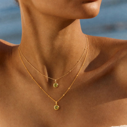 Round CZ Birthstone Necklace, 9 mm