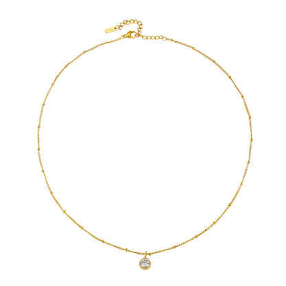 Round CZ Birthstone Necklace, 9 mm
