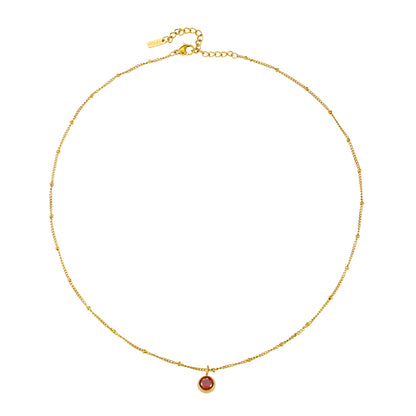 Round CZ Birthstone Necklace, 9 mm
