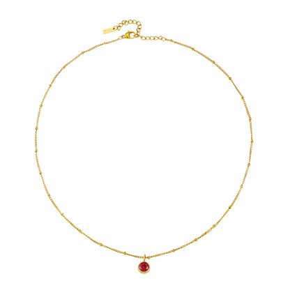 Round CZ Birthstone Necklace, 9 mm