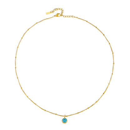 Round CZ Birthstone Necklace, 9 mm