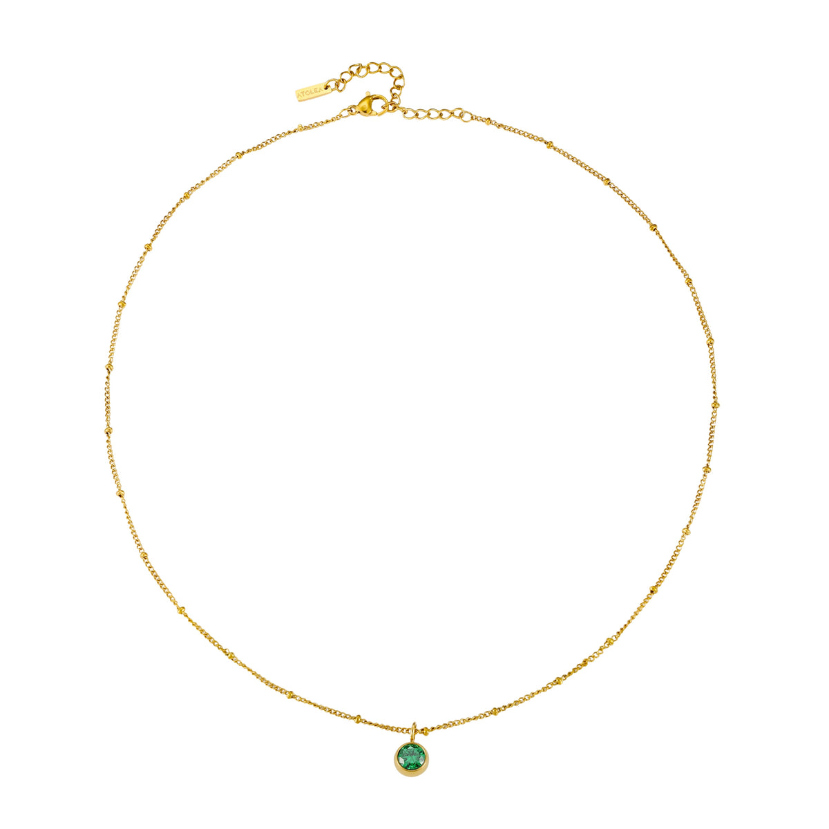 Round CZ Birthstone Necklace, 9 mm