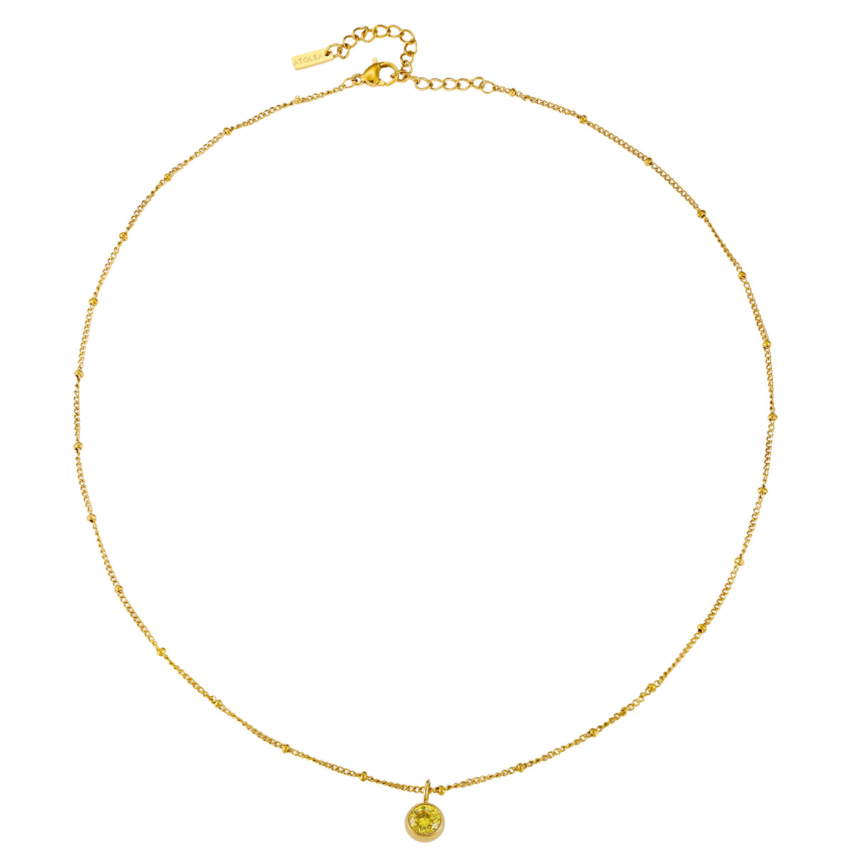 Round CZ Birthstone Necklace, 9 mm