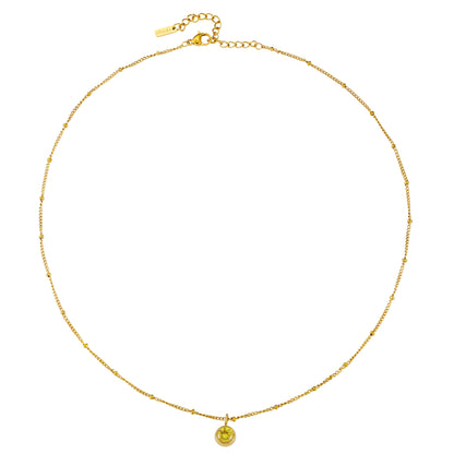 Round CZ Birthstone Necklace, 9 mm
