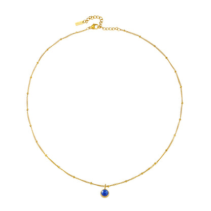 Round CZ Birthstone Necklace, 9 mm