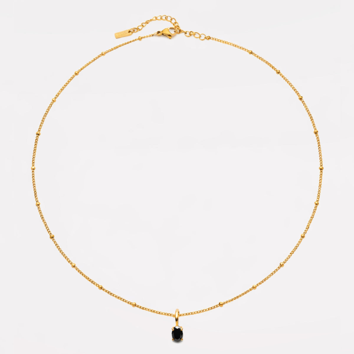 Oval Black Cubic Zirconia Pendant Necklace
