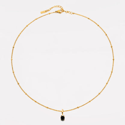 Oval Black Cubic Zirconia Pendant Necklace