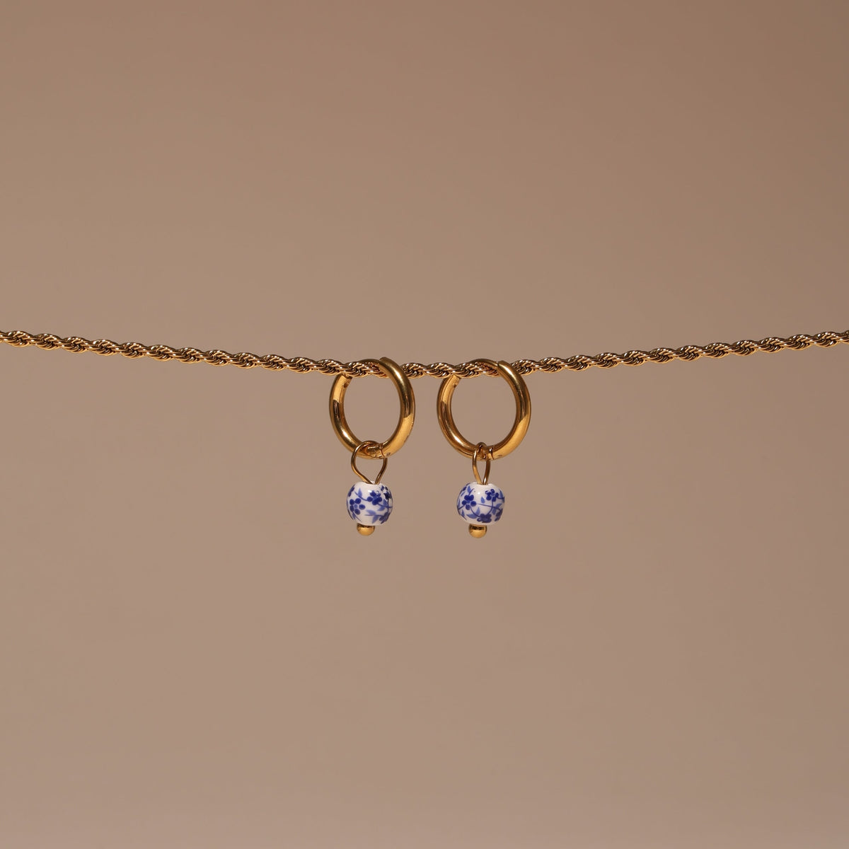 Blue Floral Bead Hoop Earrings — Blossom