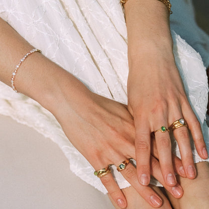 Flower Zircon Ring, Gold PVD Steel — Blossom