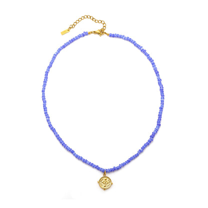 Blue Beaded Coin Choker, 36 cm — Hera