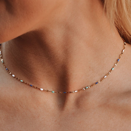 Blue and White Enamel Choker — Mykonos