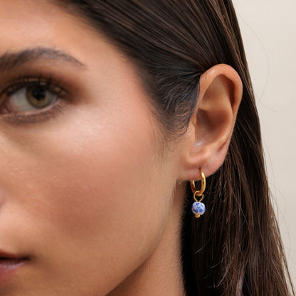 Blue Floral Bead Hoop Earrings — Blossom