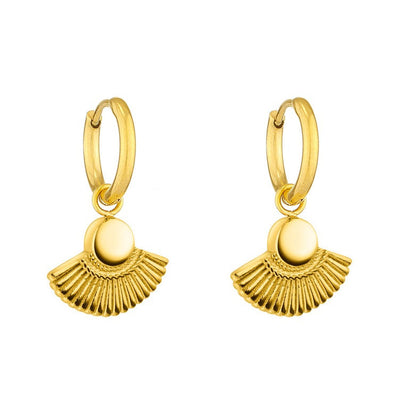 Fan Charm Hoop Earrings, 17 mm — Boho