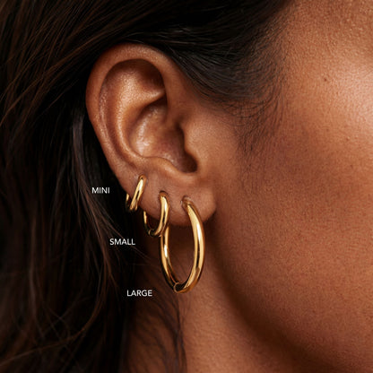 Classic Thick Hoop Earrings, 14–36 mm, Steel