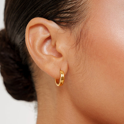 Bold Huggie Hoop Earrings, 16 mm, Steel
