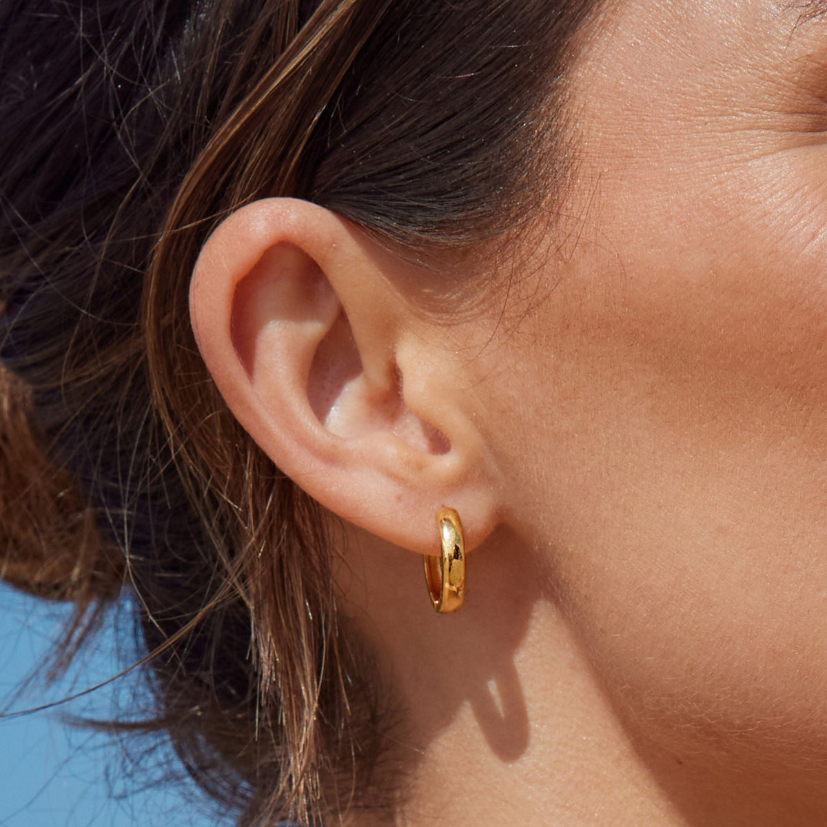Bold Huggie Hoop Earrings, 16 mm, Steel