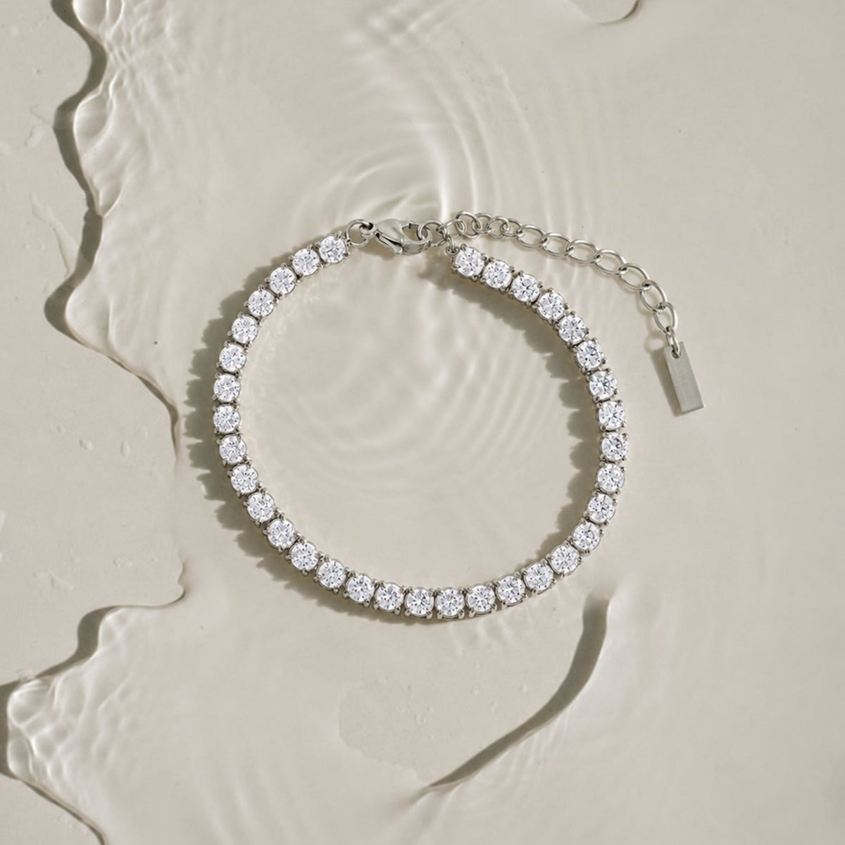 Zircon Tennis Bracelet, 4.1 mm Stones, Steel