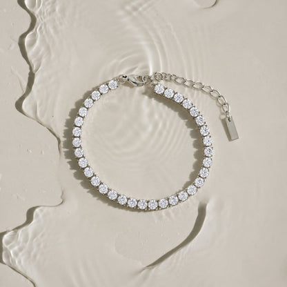 Zircon Tennis Bracelet, 4.1 mm Stones, Steel
