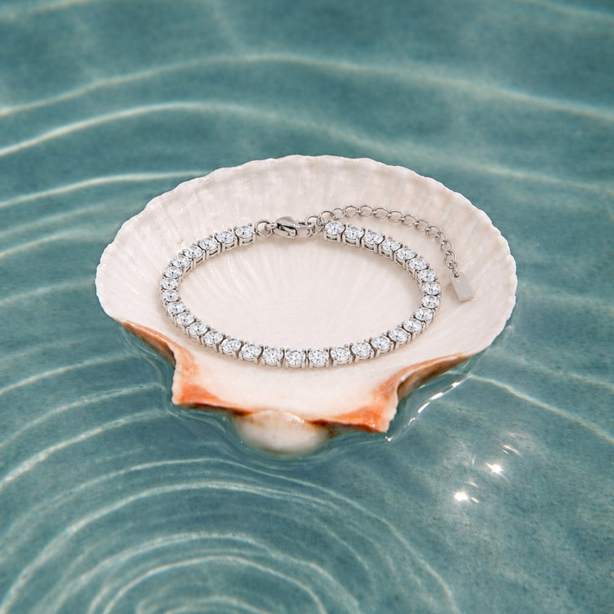 Zircon Tennis Bracelet, 4.1 mm Stones, Steel