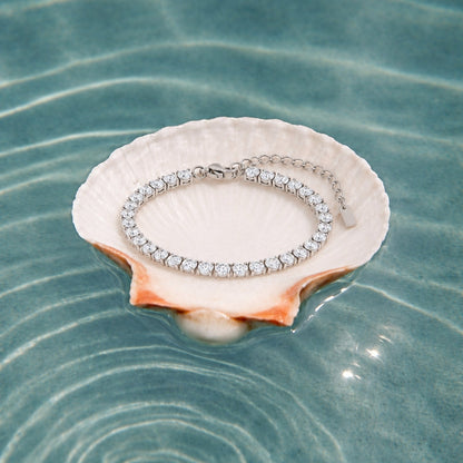 Zircon Tennis Bracelet, 4.1 mm Stones, Steel