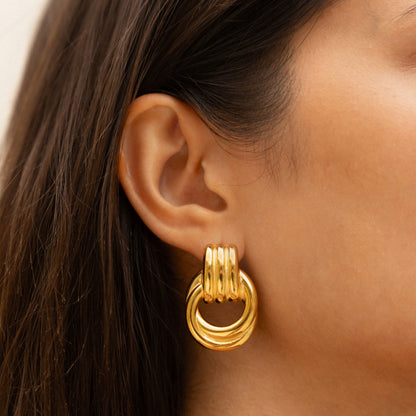 Sculptural Double Oval Drop Earrings — Louvres