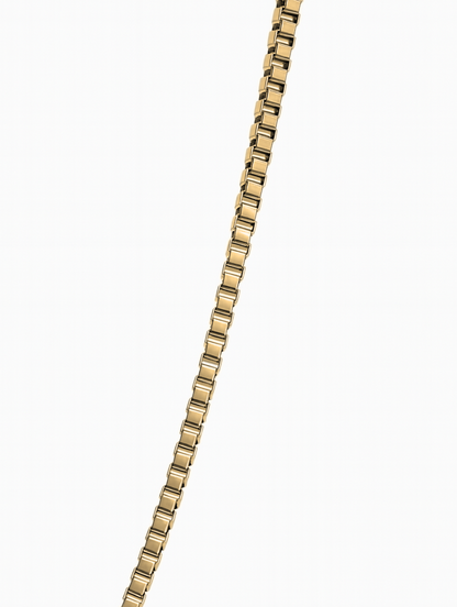 Men’s Square-Link Box Necklace, 55 cm, 18K Gold-Plated Steel