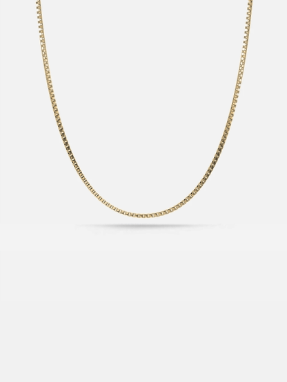 Men’s Square-Link Box Necklace, 55 cm, 18K Gold-Plated Steel