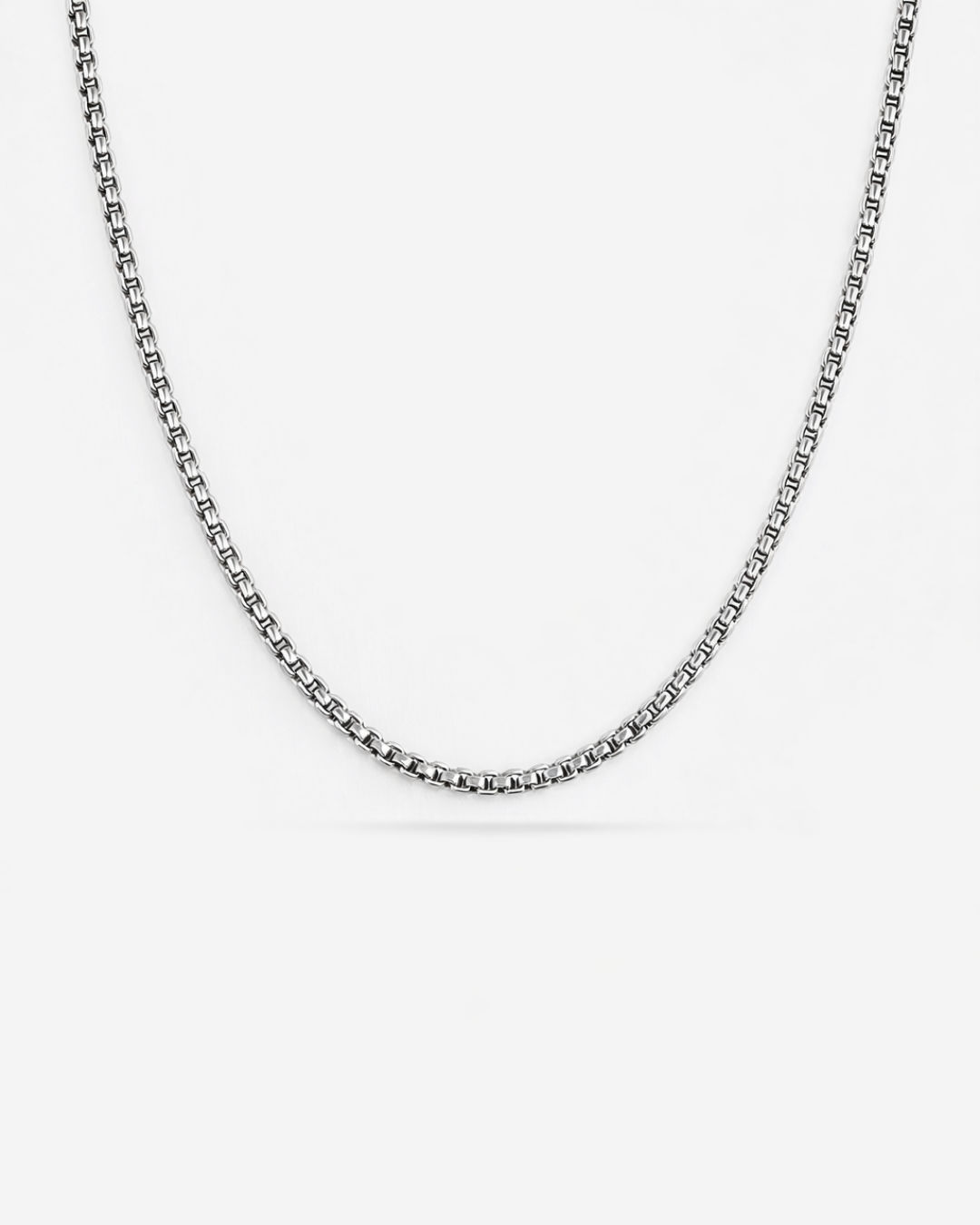 Men’s Box Chain Necklace, Silver-Tone Stainless Steel — Côte