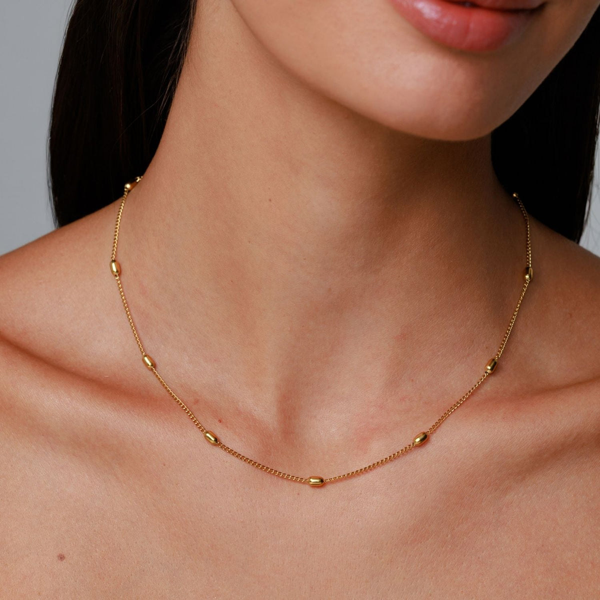 Oval Bead Station Choker, 37 cm — Brisa