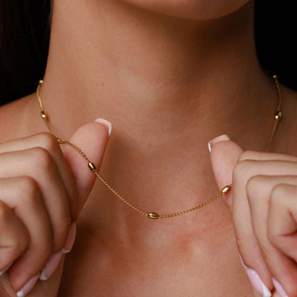 Oval Bead Station Choker, 37 cm — Brisa