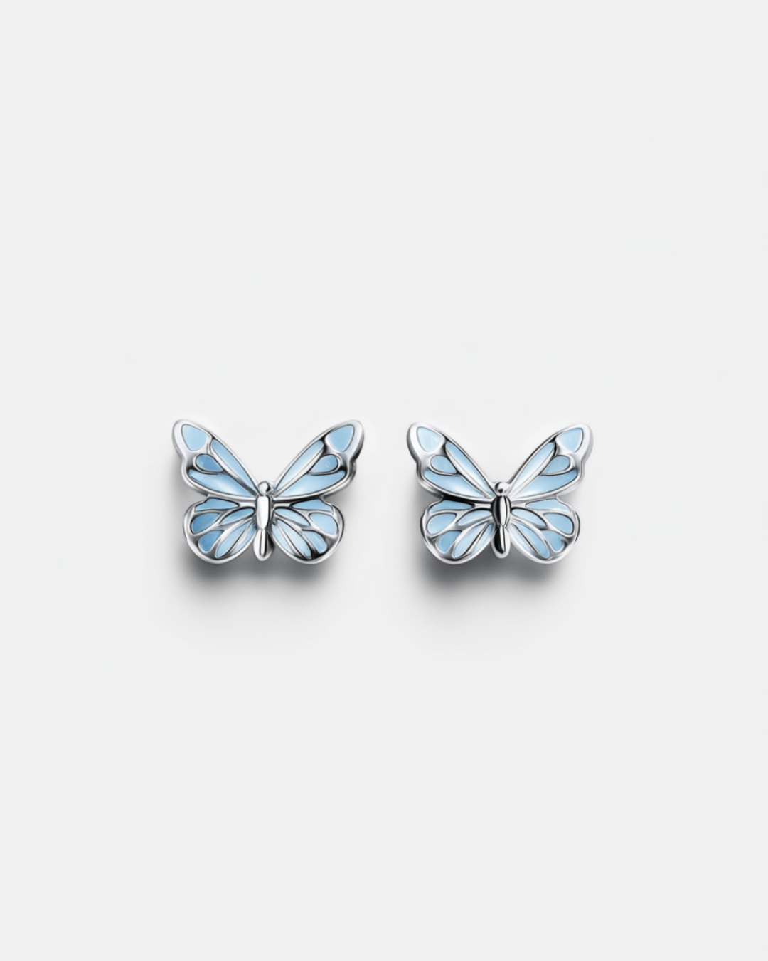 Blue Butterfly Stud Earrings, 925 Sterling Silver