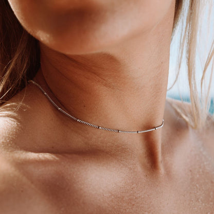 Fine Bead Station Choker, 39 cm — Capri