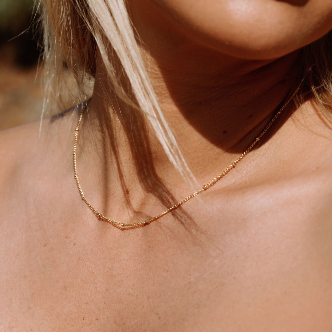 Fine Bead Station Choker, 39 cm — Capri