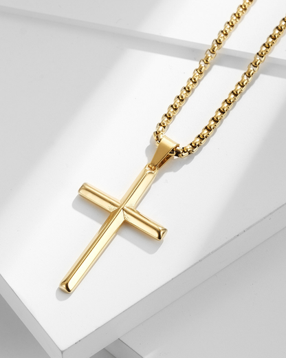 Slender Christian Cross Pendant Necklace, Gold-Plated