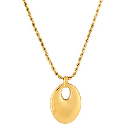 Oval Open Pendant Necklace, Stainless Steel — Reverie