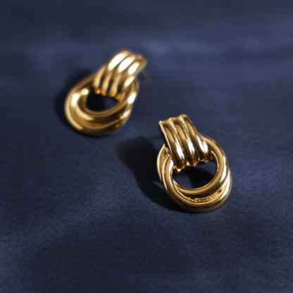 Sculptural Double Oval Drop Earrings — Louvres