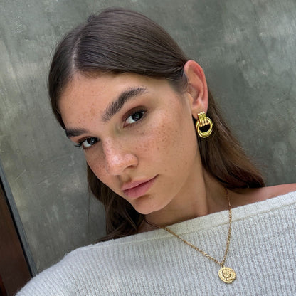 Sculptural Double Oval Drop Earrings — Louvres