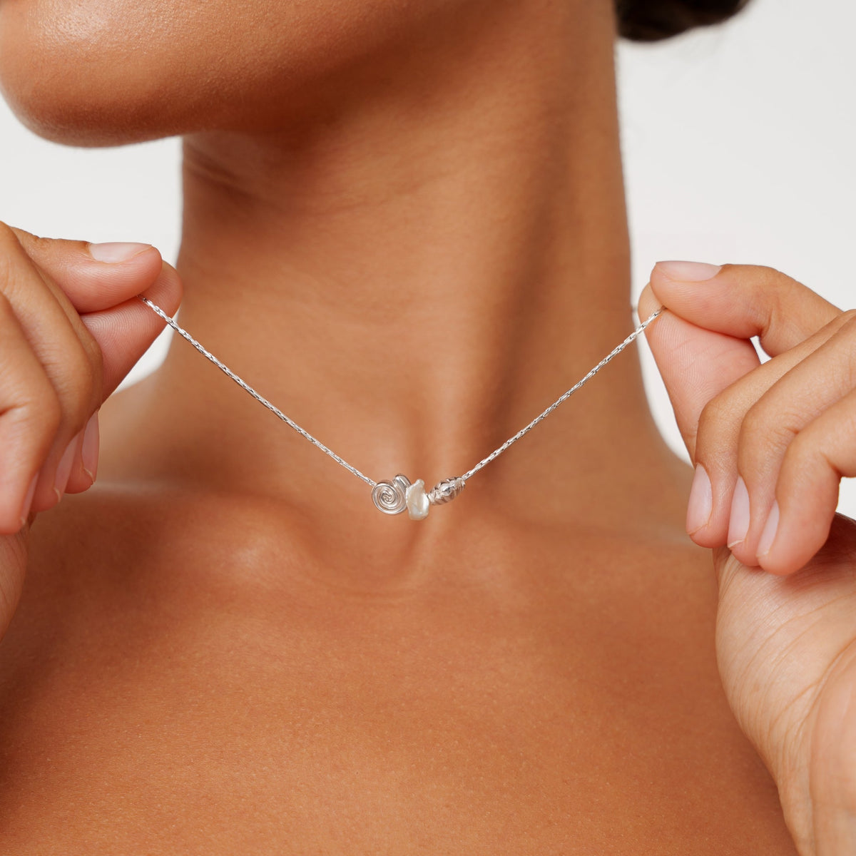 Shell and Freshwater Pearl Necklace, Adjustable — Shore