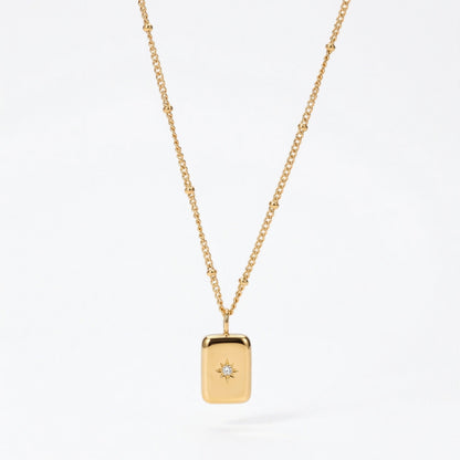 Star-Set Zirconia Tag Necklace — Starlight