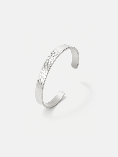Men’s Hammered Stainless Steel Cuff Bracelet, 6 mm — Costa Bruta
