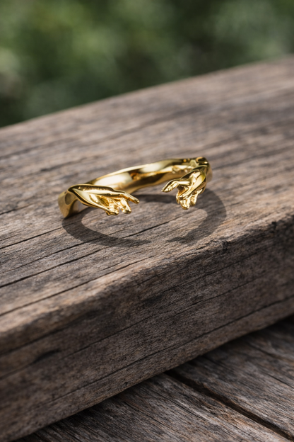 Creation of Adam Adjustable Hands Ring, Gold-Plated