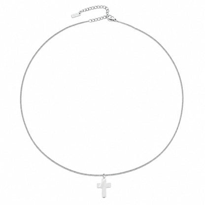 Mother-of-Pearl Cross Necklace, Stainless Steel