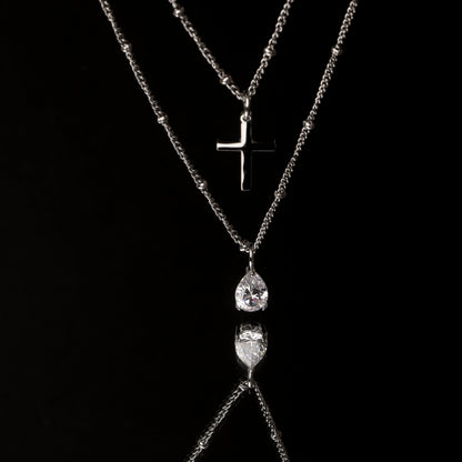 Small Cross Beaded Chain Necklace, 45 cm