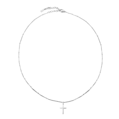 Small Cross Beaded Chain Necklace, 45 cm