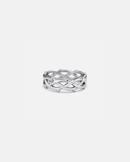 Crown of Thorns Openwork Ring, Silver-Tone Stainless Steel