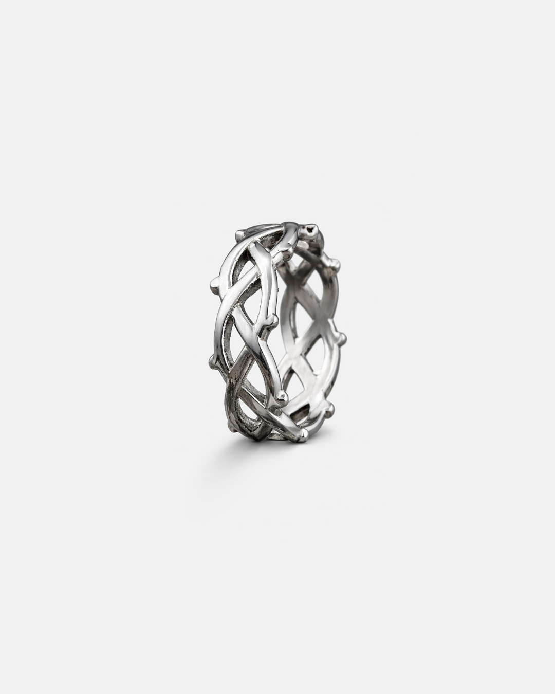 Crown of Thorns Openwork Ring, Silver-Tone Stainless Steel