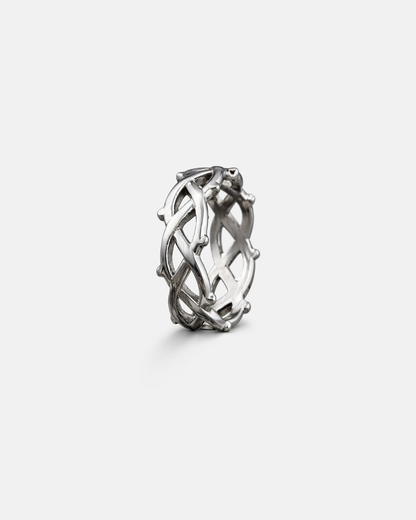 Crown of Thorns Openwork Ring, Silver-Tone Stainless Steel